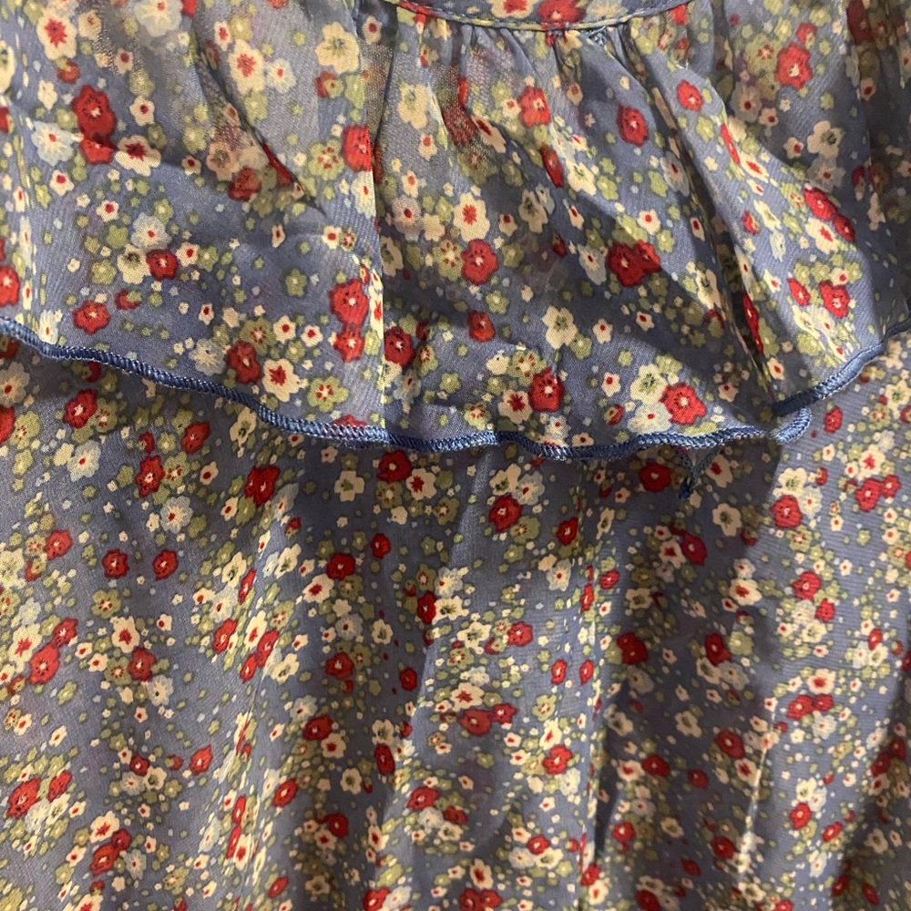 Maurices XL Top Sheer Floral Blouse Button Front Ruffle Shirt - Picture 7 of 7